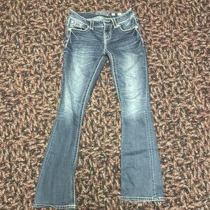 Miss Me Blue Boot Cut Jeans with Vintage Fading